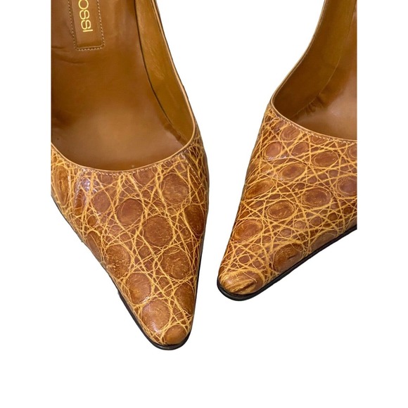 Sergio Rossi‎ Alligator Pointed Pumps 4" Italy Leather Rare size 38.5" - Picture 6 of 9
